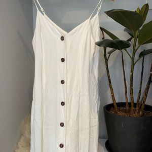 Button up white midi dress